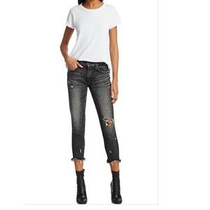 Moussy Vintage Black MV Glendele Skinny Distressed Crop Jeans. 29 - NWT